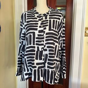 FOIL | Linen Lagenlook Button Front Oversized Shirt, Size 14